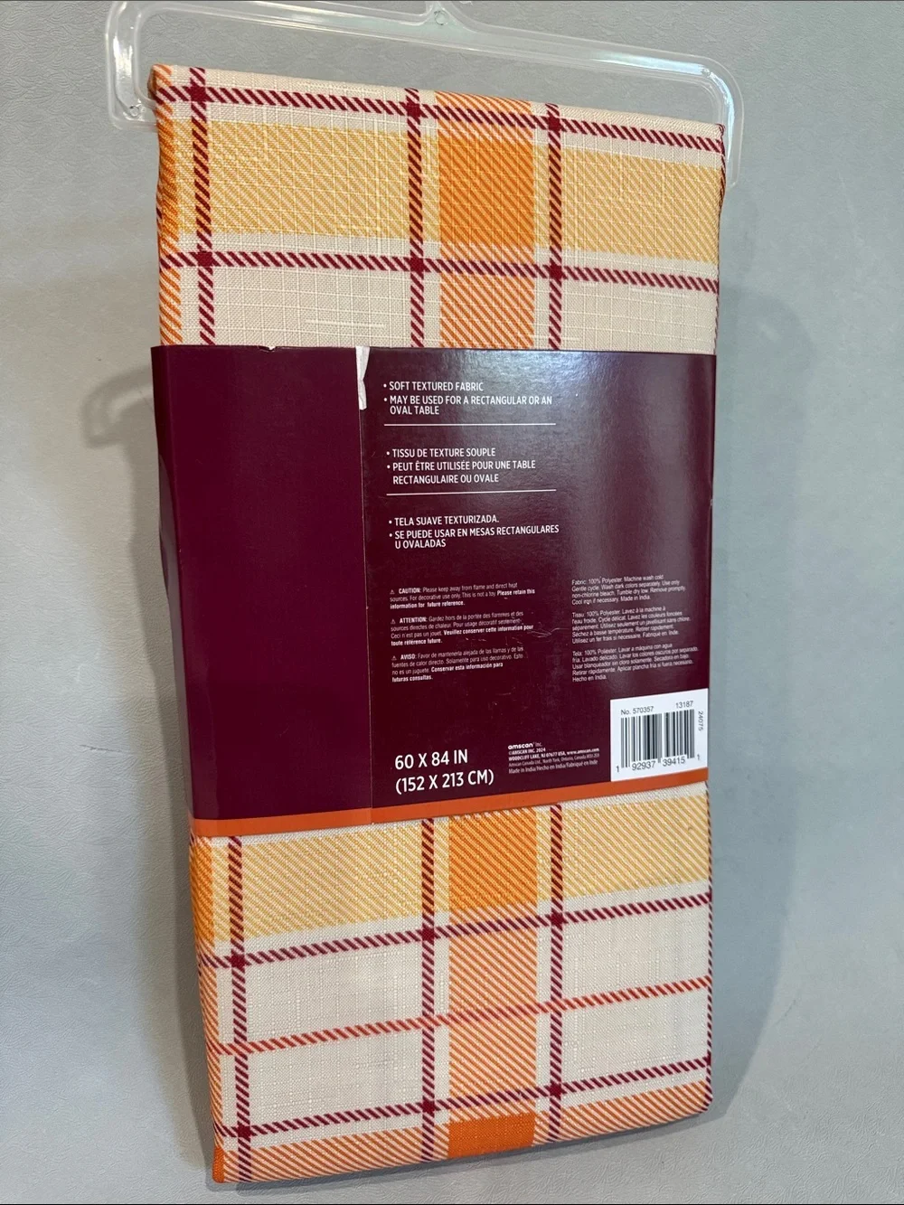 Orange Plaid Tablecover - Home Dining Tablecloth 60x84 inch